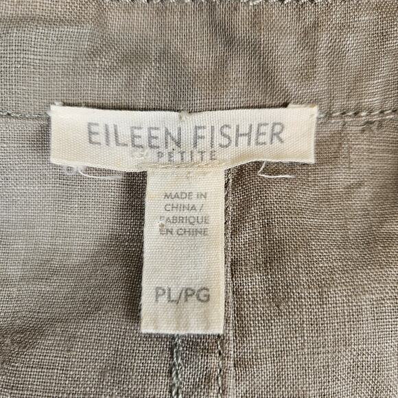 Eileen Fisher Moto Jacket Coated Organic Linen Asymmetric Casual Taupe Size PL - Picture 12 of 16
